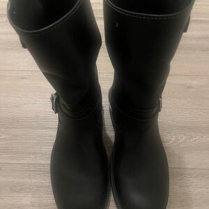 Coach moto mid calf Black Boots with Buckle